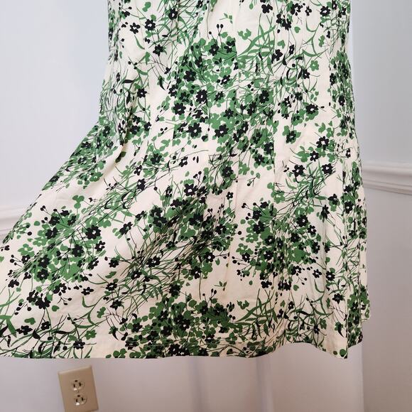 Angie Dress Sz Large Juniors Mini Collar Green Cream Floral Preppy Fairy Y2K Bow - Picture 4 of 16